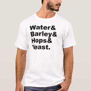 Camiseta Agua & Cebada & Lúpulo & Levadura Ingredientes d