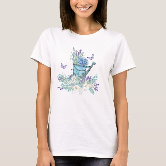 Camiseta Agua Con Flores De Verano Y Mariposas (Anverso)