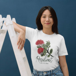 Camiseta Aguá de Flor de Lehua Roja Hawaiana Resiliencia en