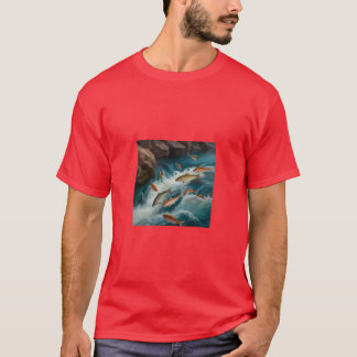 Camiseta Agua del río de peces Pintado de flores