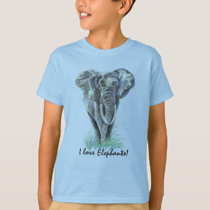 Camiseta Agua Elefante Africano Arte Natural Animal