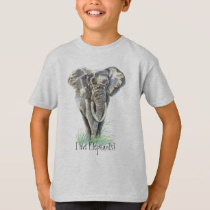 Camiseta Agua Elefante Africano Arte Natural Animal