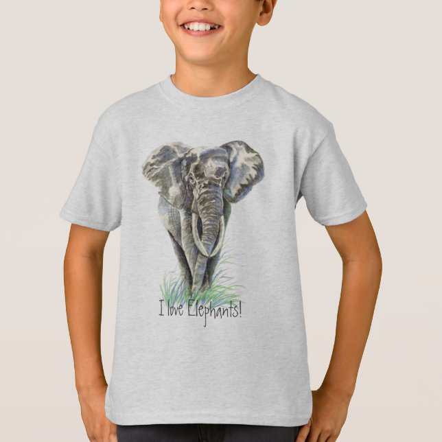 Camiseta Agua Elefante Africano Arte Natural Animal (Anverso)