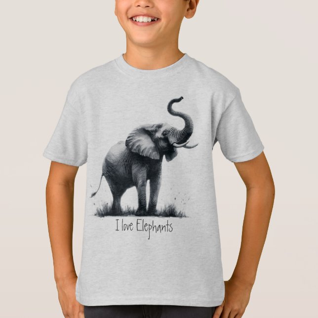 Camiseta Agua Elefante Africano Arte Natural Animal (Anverso)