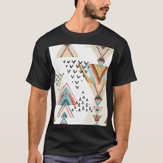 Camiseta Agua Geométrica Sin Marea: Estilo Tribal. (Anverso)