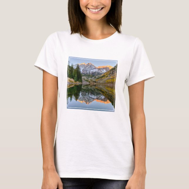 Camiseta Agua | Maroon Bells Lake Aspen Trees (Anverso)