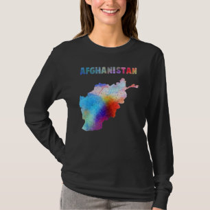 Camiseta Agua multicolor Afganistán Mapa de arte digital