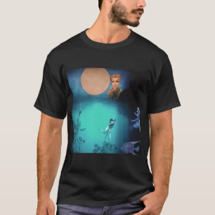 Camiseta Agua profunda y luna llena amarilla