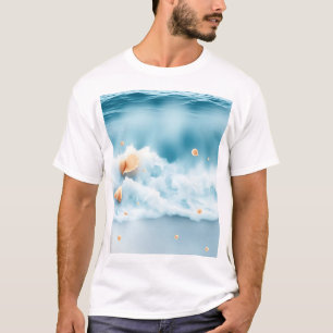 Camiseta Agua suave olas oceánicas con conchas