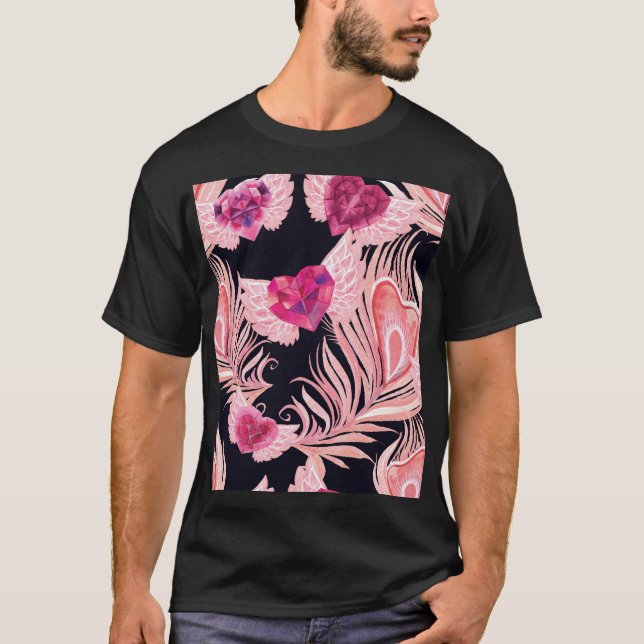 Camiseta Agua suave y transparente patrón de San Valentín (Anverso)