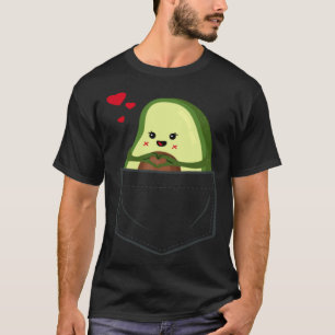 Camiseta aguacate aguacate en bolsillo de pecho vegano