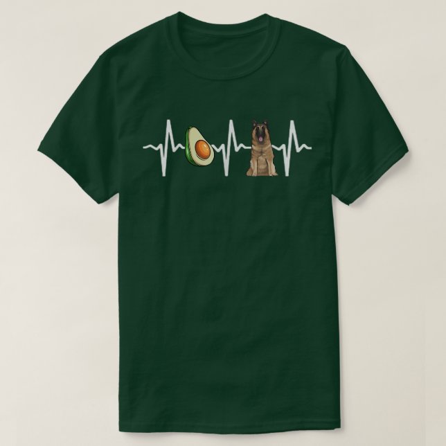 Camiseta Aguacate Belga Tervuren Heartbeat Dog Lover (Diseño del anverso)