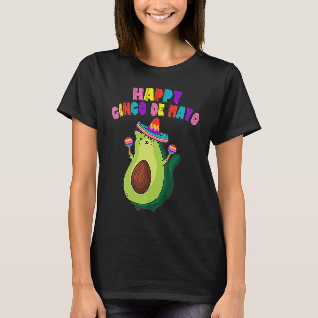 Camiseta Aguacate Cat Cinco De Mayo Vegan Kitten Mex (Anverso)