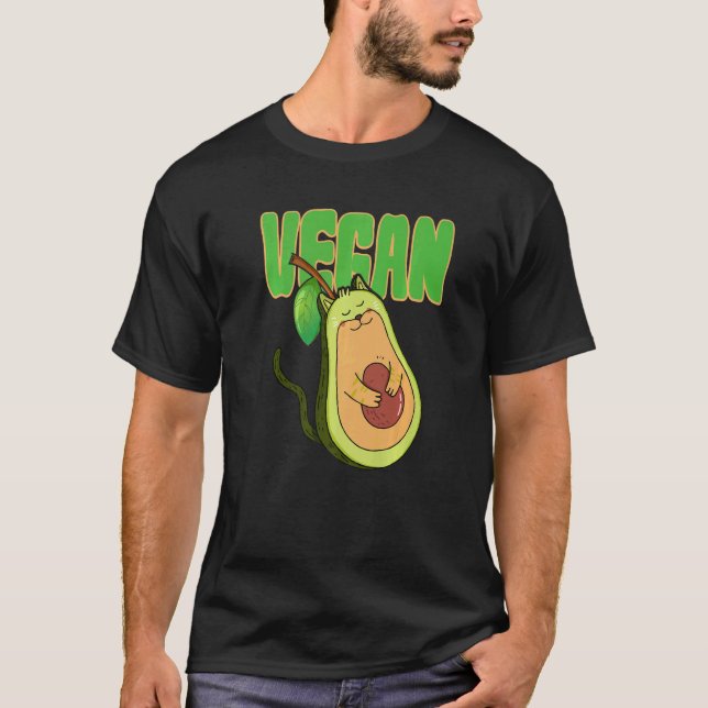 Camiseta Aguacate Cat Vegan Animal Vegetariano (Anverso)