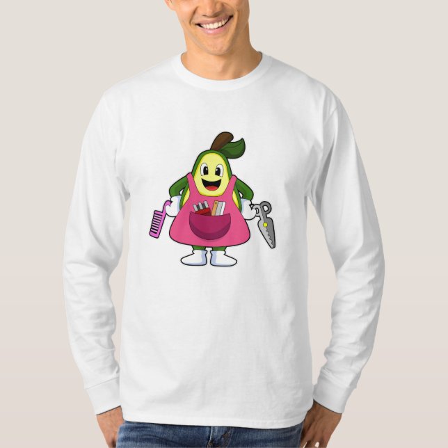 Camiseta Aguacate como peluquero con tijeras y comb (Anverso)