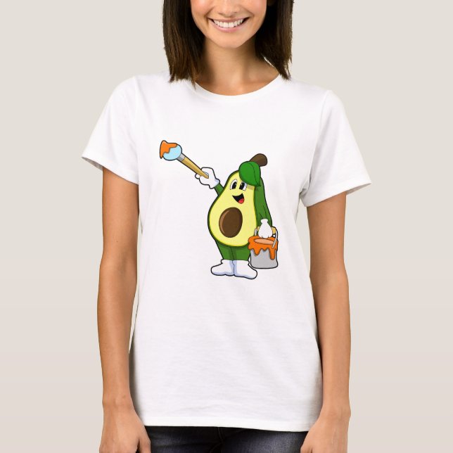 Camiseta Aguacate como pintador con pincel de pintura (Anverso)