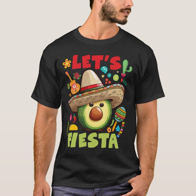 Camiseta Aguacate con cactus de guitarra con sombrero para  (Anverso)