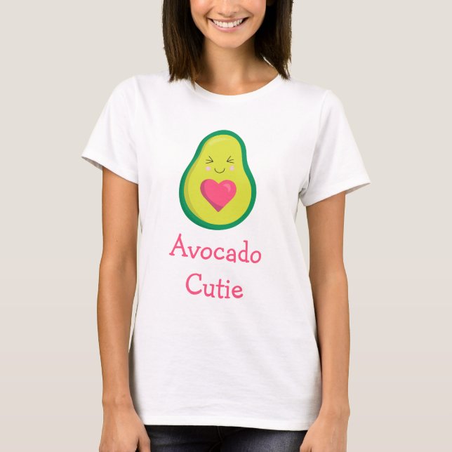 Camiseta Aguacate Cutie Corazón Rosa (Anverso)