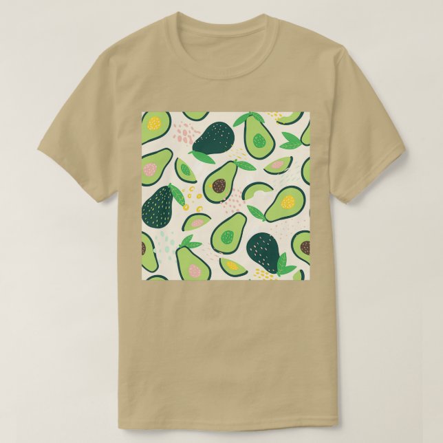 Camiseta aguacate de garabatos y elementos abstractos (Diseño del anverso)