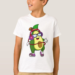 Camiseta Aguacate en la música con audífono