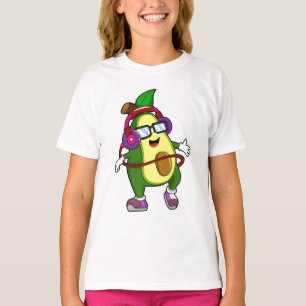 Camiseta Aguacate en la música con audífono