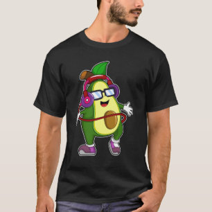 Camiseta Aguacate en la música con audífono