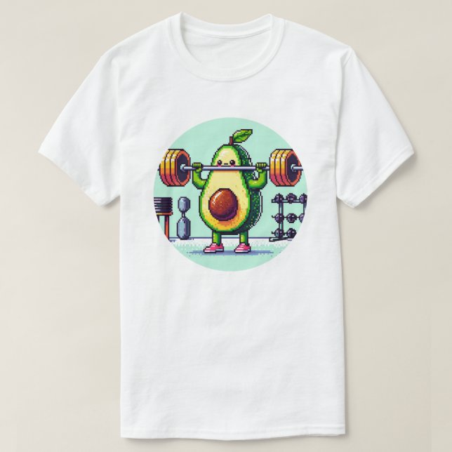Camiseta Aguacate fuerte - Halterofilia divertida en el art (Diseño del anverso)