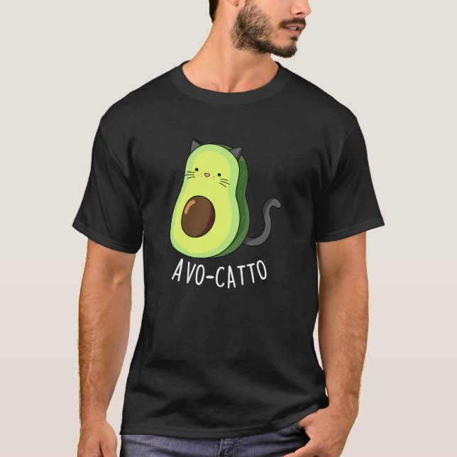 Camiseta Aguacate Funny Aguacate Cat Pun Dark BG (Anverso)