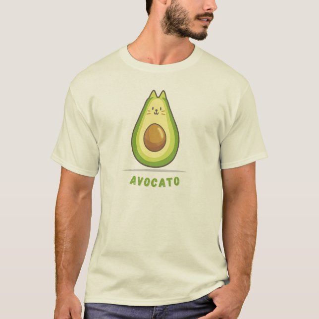 Camiseta aguacate, gracioso camisón de gato mascul (Anverso)