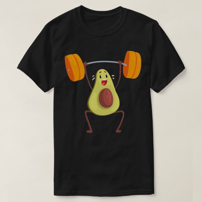 Camiseta Aguacate haciendo ejercicio con la barbacoa gracio (Diseño del anverso)