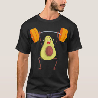 Camiseta Aguacate haciendo ejercicio con la barbacoa gracio