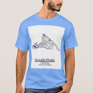 Camiseta Aguacate Heights California Road Map Art Blue Rive