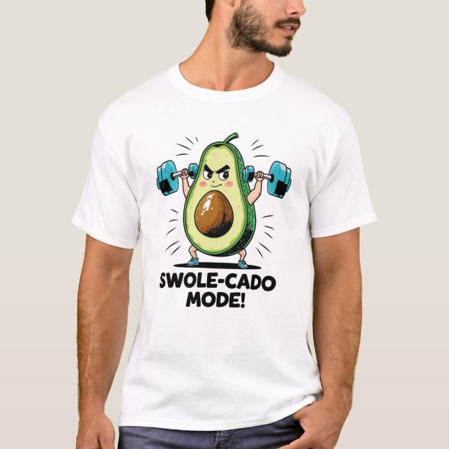 Camiseta Aguacate Levantando Pesas (Anverso)