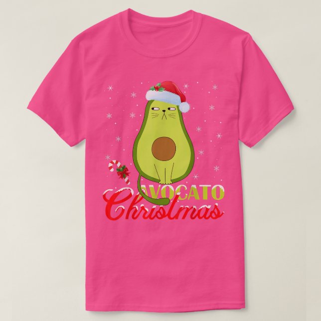 Camiseta Aguacate Lover Xmas enciende Santa Aguacate Cat Ch (Diseño del anverso)