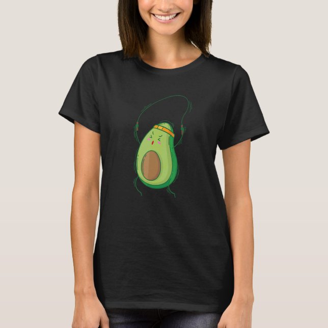 Camiseta Aguacate salta con una cuerda de saltar (Anverso)