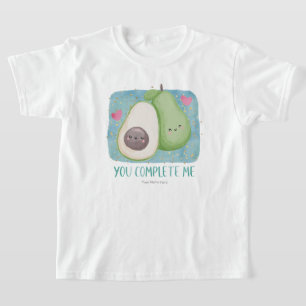 Camiseta Aguacate Tú Me Completas Amor Kawaii Acuarela