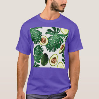 Camiseta Aguacate y hojas tropicales exóticas