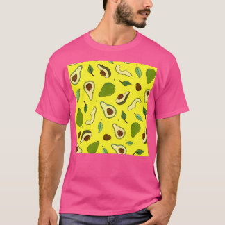 Camiseta aguacates dibujados a mano y hojas en amarillo