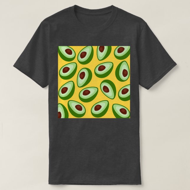Camiseta Aguacates en un fondo amarillo mostaza (Diseño del anverso)