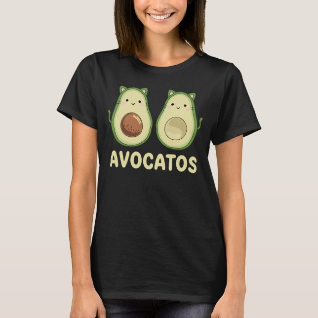 Camiseta Aguacates Kawaii Cat & Aguacate Pun (Anverso)