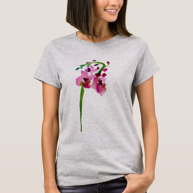 Camiseta Aguamarina de flor de Verbascum rosa acuarela (Anverso)