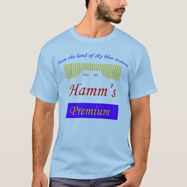 Camiseta aguas azules de cielo, logotipo de Hamms (Anverso)