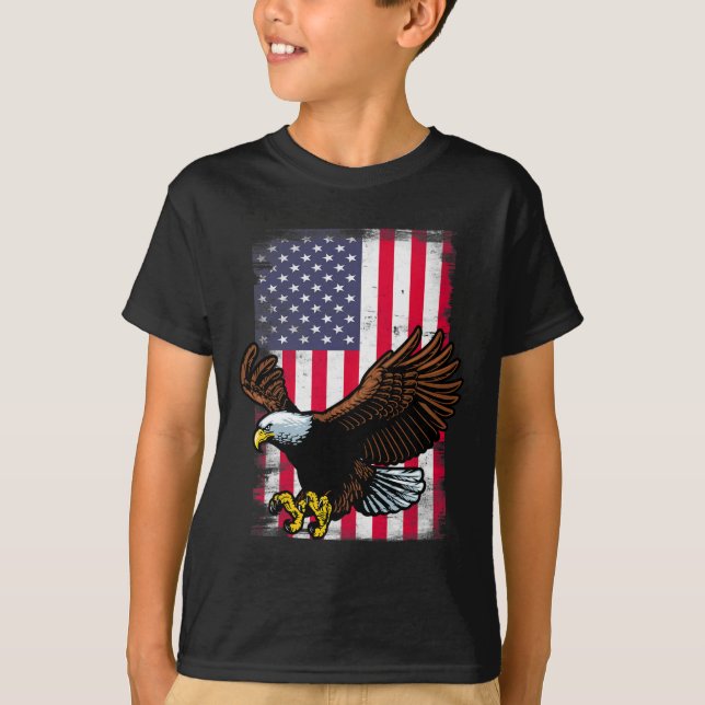 Camiseta Águila 4 De Julio Bandera Estadounidense Hombres P (Anverso)