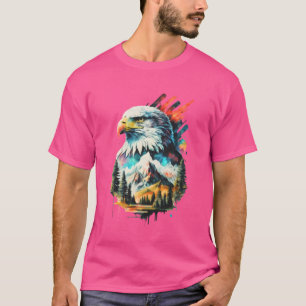 Camiseta Águila acuática y arte paisajístico de montaña