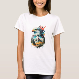 Camiseta Águila acuática y arte paisajístico de montaña