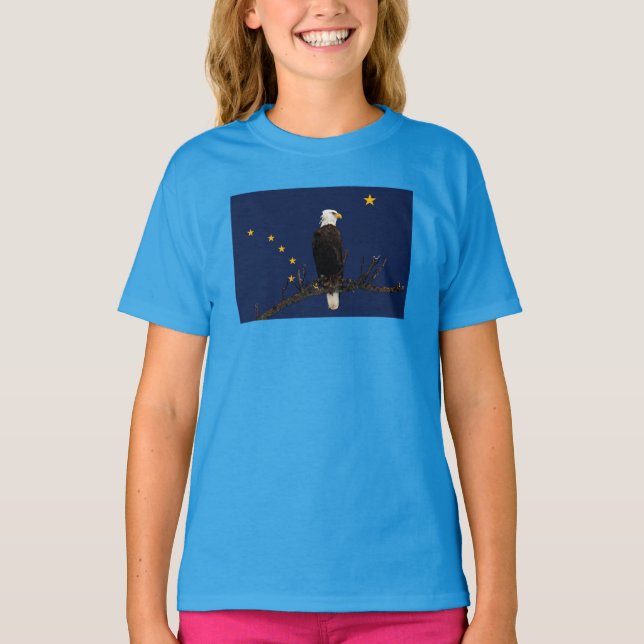 Camiseta Águila Alaska Y Bandera (Anverso)