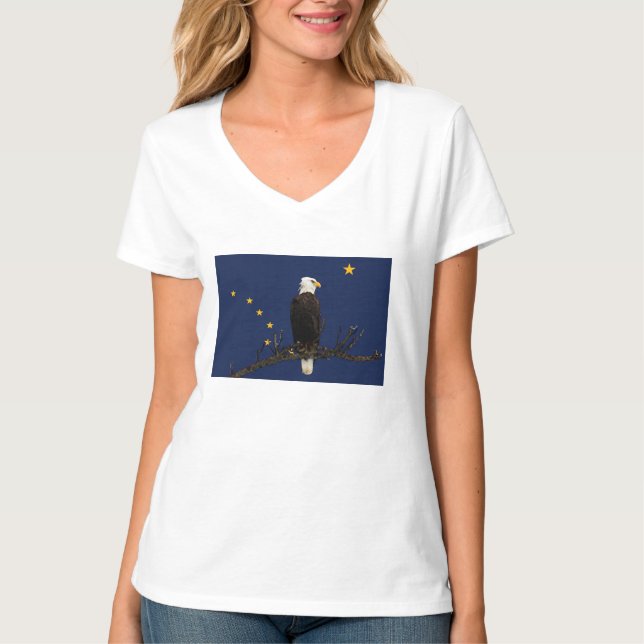 Camiseta Águila Alaska Y Bandera (Anverso)