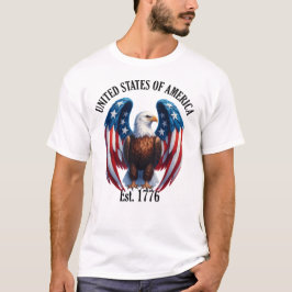 Camiseta Águila Americana con Alas de la Bandera Este. 1776