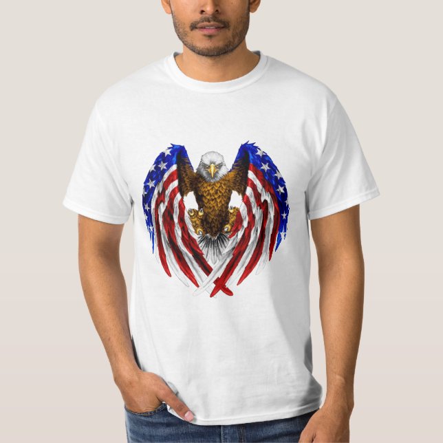 Camiseta Águila Americana con bandera de los Estados Unidos (Anverso)