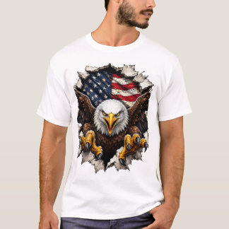 Camiseta Águila Americana Desgarrando la Bandera de EE. UU.